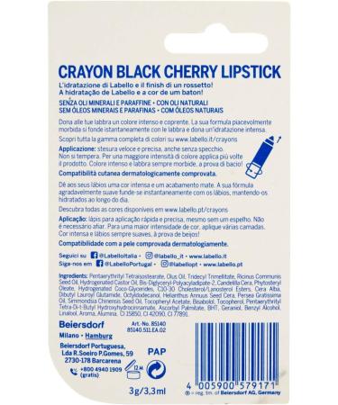  Beiersdorf Labello Blackcherry Lipstick Pencil Colour and Hydrate No Mineral Oils and Parabens - Buy Online on GoSupps.com