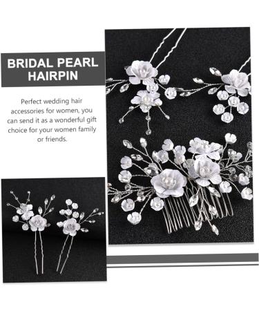 DOITOOL 1 Set White Outfit Flower Headpiece for Women Pearl Hair Side Comb Wedding Hair Comb Hair Clip Wedding Pearl Hair Comb Miss Metal Rhinestone Plastic Hairpin The Flowers - Buy Online on GoSupps.com