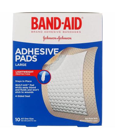 J&J Adhesive Pad Lrg Size 10s Band-Aid Large Comfort-Flex Adhesive Pads