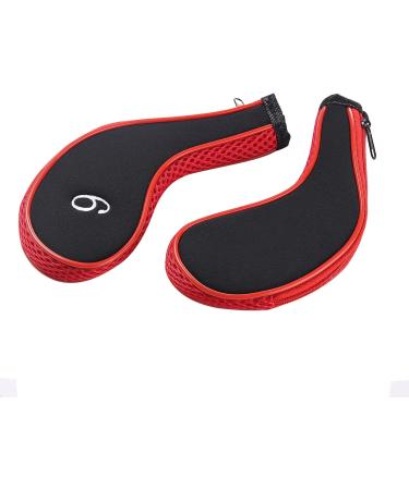 Sword & Shield Neoprene Zipper Golf Club Iron Head Covers 10pcs Set - Red & Black - Buy Online on GoSupps.com