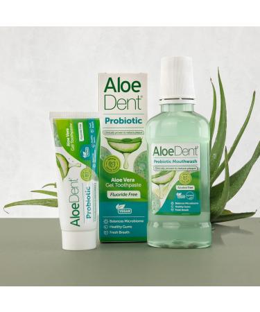  Aloe Dent AloeDent Probiotic fluoride-free oral microbiome balance natural probiotic with aloe vera fresh breath alcohol-free SLS-free vegan 75 ml - Buy Online on GoSupps.com