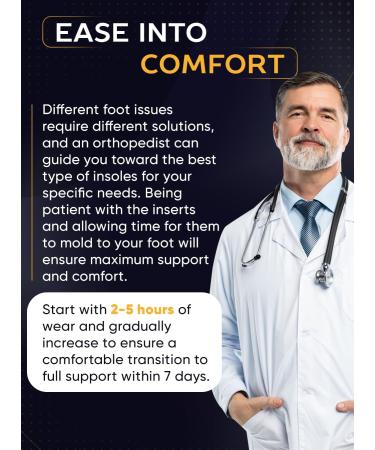 Plantar Fasciitis Insoles | High Arch Support Inserts for Men & Women | Orthotic Inserts for Flat Feet | Work Boot & Running Shoe Insoles - Black XXL - Buy Online on GoSupps.com
