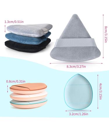 HEYMKGO 4 Triangle & 2 Mini Makeup Sponge Pads Velvet Powder Puff Set - Grey | Reusable Wet Dry Foundation Applicator for Pressed/Loose Powder - Buy Online on GoSupps.com