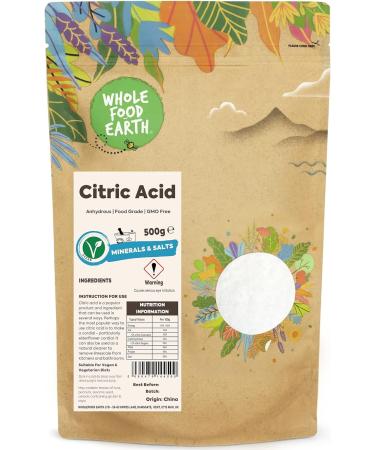 Wholefood Earth - Citric Acid 500g - Anhydrous - Food Grade & Sodium Bicarbonate Baking Soda 1 kg + Sodium Bicarbonate Baking Soda 1 kg - Buy Online on GoSupps.com