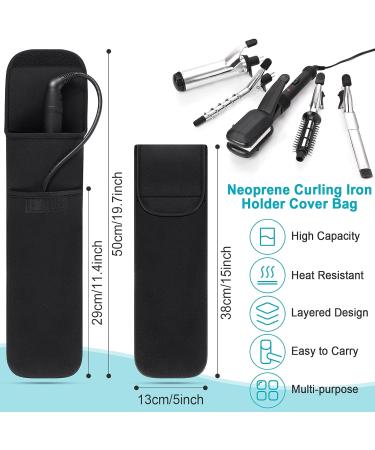 2-Piece Heat Resistant Flat Iron Holder Set with Silicone Travel Mat - Curling Iron Organizer Bag for Daily Use - Buy Online on GoSupps.com