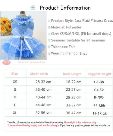 BT Bear Smally Disching Puppy Skirt & Tutu Dress for Small Dogs & Cats - Princess Bow Wedding Outfit (Size L Blue) - Buy Online on GoSupps.com