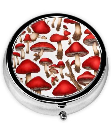 Red White Mushroom Mini Round Pill Box - 3 Compartment Portable Organizer for Travel Home & Office - Buy Online on GoSupps.com