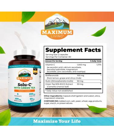 Maximum Living Solu-C with Green Tea - 120 Capsules - Buy Online on GoSupps.com