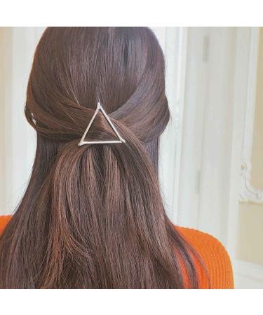 Yheakne Boho Triangle Hair Clip Barrette Metal Silver Geometry Hairpin Minimalist Hair Holder Modern Hair Accessories for Women and Gilrs (Silver Triangle)