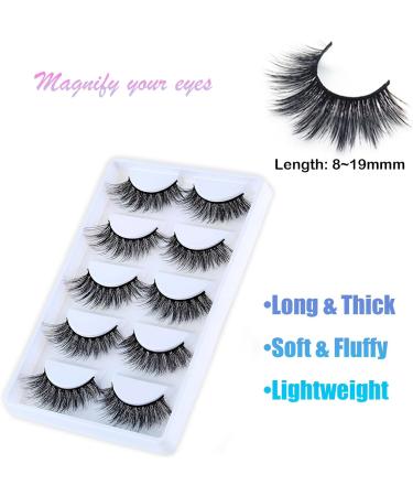 Lashes False Eyelashes Fluffy Russian Eyelash Strip Lash Wispy Handmade Cat Eye Lashes Volume Dramatic 5 Pairs 3D Thick Long Fake Lashes Natural Cross Fake Eye lashe for Party Cosplay - Buy Online on GoSupps.com