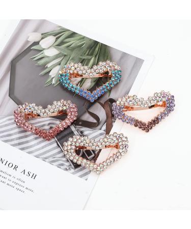 4 Pack Gold Glitter Heart Rhinestone French Barrettes for Women & Girls - Buy Online on GoSupps.com