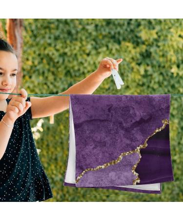 2 Pack Purple Gold Agate Pattern Towels - Perfect for Skincare, Kitchen, and Bath - Buy Online on GoSupps.com