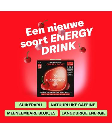Waterdrop Microdrink waterdrop Energy Drink 36 hydration cubes for flavored water Fruity energy drink with 90 mg natural caffeine Cherry flavor Sugarfree lowcalorie With vitamins B & C CHERRY Booster Set - Buy Online on GoSupps.com