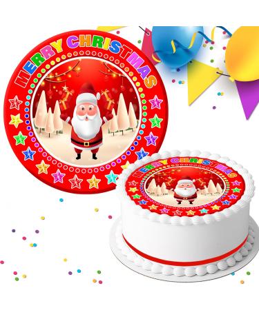 MERRY CHRISTMAS SANTA EDIBLE CAKE TOPPER CR014
