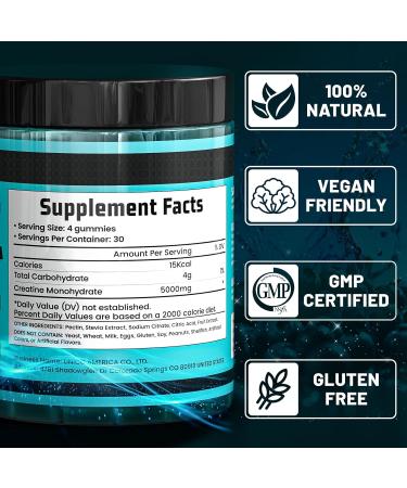 Siyyim Creatine Monohydrate Gummies for Men & Women - 5g Creatine Chewables Per Serving (120 Count) | Muscle Strength Builder Energy & Recovery Supplement | Vegan Sugar Free Blueberry Flavor - Buy Online on GoSupps.com