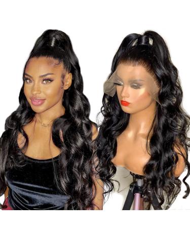18 Inch 180 Density 13X4 HD Lace Front Wigs Human Hair Wig Brazilian Body Wave Glueless Virgin Real Hair Wigs for Black Women Pre Plucked Frontal Wigs Human Hair Natural Hairline With Baby Hair 18 Inch Body Wave HD Lace Wig