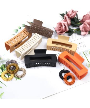 Matte Solid Color Hair Claw Clips for Thick Hair - Set of 2, Jumbo Rectangle Hair Jaw Clamp for Women and Girls (6 Colors) - Buy Online on GoSupps.com