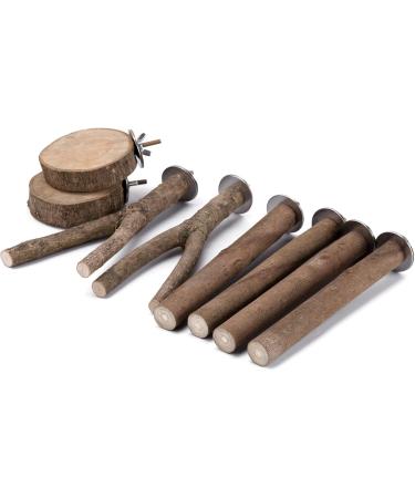 Mogokoyo 8 PCS Natural Wood Bird Perch Birdcage Stand Wooden Parrot Perch Stand Perch Platform Cage Accessories for Parrotlets Budgies Cockatiels Parakeets Lovebirds Style A - Buy Online on GoSupps.com