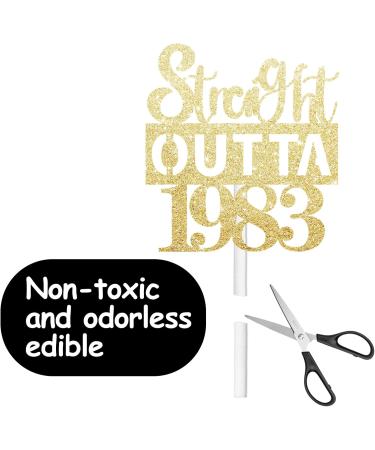 18pcs Black Gold Glitter Dessert Cupcake Cheer to Straight Outta 1983 Vintage 1983 Theme Decor Supplies Happy 41st Birthday Party Decoration - Buy Online on GoSupps.com