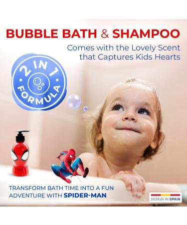 Spiderman Children Hair and Body Wash 2 in 1 Bubble Bath and Shampoo with Dispenser Suitable for All Hair Types and Dry Sensitive Skin and Scalp 300 ml - Buy Online on GoSupps.com