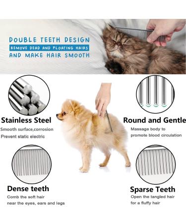 Dematting Comb Pet Grooming Tool Set Dedicated Pet Grooming Rake and Brushes Double Sided Deshedding Supplies Gently Safe Removes Knots Tangled Hair Undercoat Mats for Small Medium Large Long and Thick Haired Dog Cat Rabbit Horse with Steel Comb(Navy blue - Buy Online on GoSupps.com