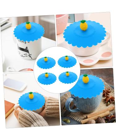 4pcs Silicone Cup Lid Travel Leakproof Porcelain Cup 11x11x3cm Blue - Buy Online on GoSupps.com