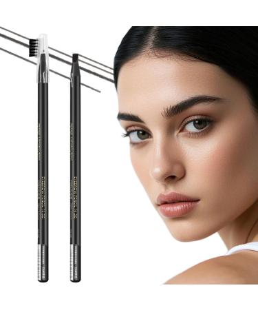 Lot de 2 crayons sourcils Microblading imperm ables Stylo sourcils en bois avec taille-crayon int gr pointe fine pour les cheveux comme les traits et porter toute la journ e pour la m Noire