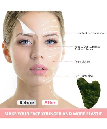 Premium Dark Green Jade Gua Sha Facial Tool - Upgraded Guasha Stone for Face - Buy Online on GoSupps.com