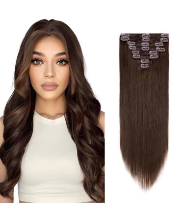 Rich Choices Clip in Extensions Real Hair Extensions real hair clip in extensions natural real hair hair extension real hair for complete smooth 55cm-1110g #4 medium brown 55 cm (110 g) #4 medium brown - Buy Online on GoSupps.com