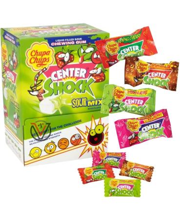 Chupa Chups Center Shock Sour Mixed Flavours 800g | Hidden Apple Rolling Cherry Jumping Strawberry and Splashing Cola