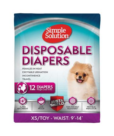 Simple Solution True Fit one-way dog diapers for bitches super absorbent with moisture XS/toys 12 pieces 12 Count XS/Toys