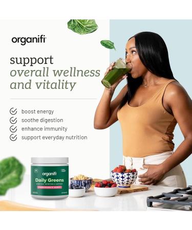 Organifi Daily Greens - Everyday Nutrition and Support - Greens Powder for Energy, Digestion, and Immunity, 30 Servings - Buy Online on GoSupps.com