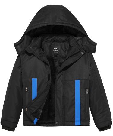 GGleaf Girl's Waterproof Ski Jacket Warm Fleece Winter Jacket Windproof Hooded Snow Coat 14-16 Years Black and Blue