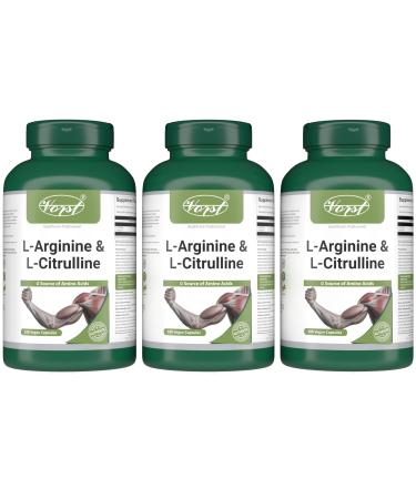 VORST L-Arginine & L-Citrulline Supplement 3 x 180 Vegan Capsules | Muscle Protein Synthesis | Amino Acids Complex | Max Strength | 3 Bottles