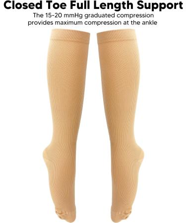 Buy Penrux Compression Socks with Zipper - 15-20 mmHg Medical Support Socks for Comfort & Skin Protection - S-M Skin Color - Buy Online on GoSupps.com