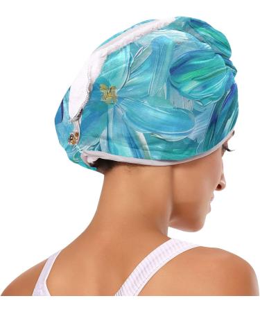 Blue Flowers Hair Towel 2 Pack - Super Absorbent Quick Dry Hair Turbans for Women & Girls - Buy Online on GoSupps.com