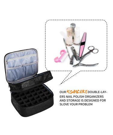 KGMCARE Double-Layer Nail Polish Storage Organizer Case - Holds 30 Bottles (15ml) - Geometric PU Leather - Black - Buy Online on GoSupps.com