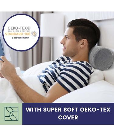 Memory Foam Neck Bolster Pillow Roll with Washable Bamboo Cover - Grey - Buy Online on GoSupps.com