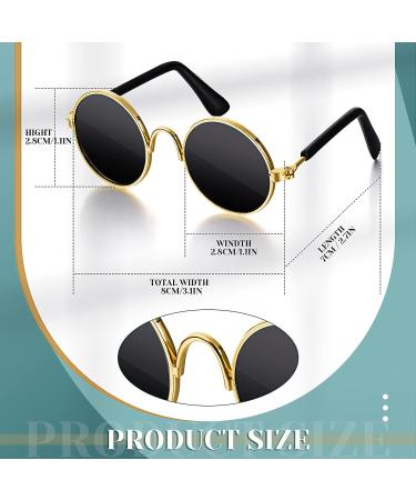Gold Cat Dog Chain Collar & Sunglasses Set | Rhinestone Cuban Collar Chain | Retro Round Glasses for Pets | Cosplay Party Costume Props (12 Inch) - Buy Online on GoSupps.com
