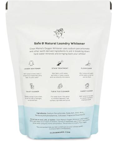 Clean Mama Natural Oxygen Whitener & Stain Remover - 2 Pack (2.53 lbs) - Color-Safe Bleach Alternative - Plant-Derived Powder - Lemon Scent - Buy Online on GoSupps.com