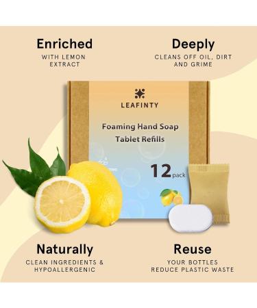 Leafinty Foaming Hand Soap Tablet Refills - 12 Pack - 96 fl oz - Lemon Scent - Compostable Packaging - Moisturizing Formula - Buy Online on GoSupps.com