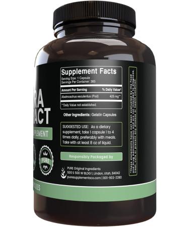 Pure Okra Extract Capsules - 365 Count | Lab Verified, No Fillers | 100% Original Ingredients - Buy Online on GoSupps.com