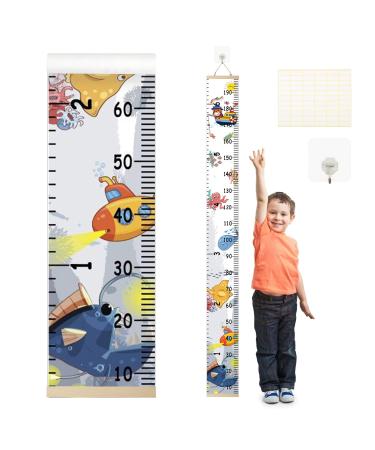 Kids Height Chart ZoomSky Ocean Baby Growth Chart Removable Roll Up Hanging Measurement Ruler Wall Decor for Height Record Children's Room Nursery