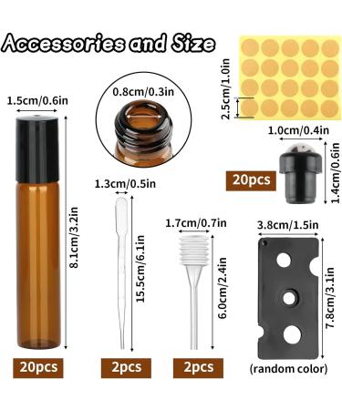 20 Pack 10ml Brown Roll-On Glass Bottles for Essential Oils - Refillable Fragrance & Cosmetic Containers - Buy Online on GoSupps.com