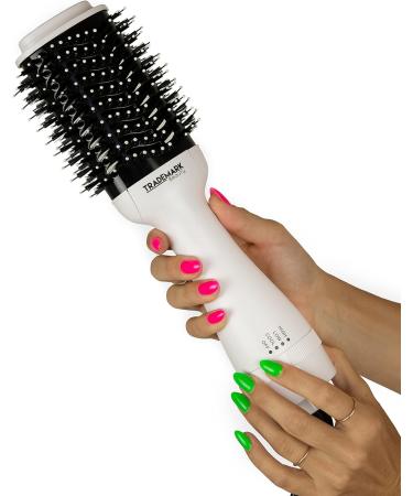Trademark Beauty Hair Dryer Brush - 2-in-1 Blow Dryer & Volumizer for All Hair Types Anti-Frizz Ceramic Design Smooths & Styles Wet & Dry Hair - White - Buy Online on GoSupps.com