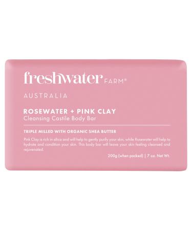 Cleansing Castile BODY BAR | Rosewater + Pink Clay | Natural Ingredients | Triple-Milled Soap Bars With Organic Shea Butter