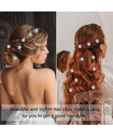 Yission 20Pcs Mini Rhinestone Flower Hair Clips - Blue Hair Pins for Women and Girls | Wedding & Bridal Hair Accessories - Buy Online on GoSupps.com