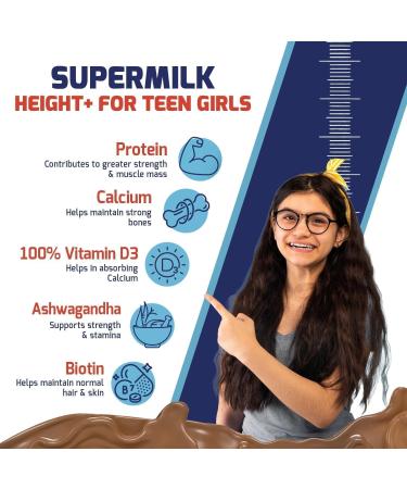 EA SuperMilk Height+ for Girls 13+ | 13g Protein Zero Refined Sugar Double Chocolate 400g - International Shipping Available - Buy Online on GoSupps.com
