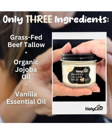 HolyCow Beef Tallow For Skin - Whipped Tallow Balm with Organic Jojoba Oil Grass Fed Beef Tallow Face Moisturizer for Eczema Baby Lip Balm - Lotion For Extremely Dry Skin (Vanilla Bean) - Buy Online on GoSupps.com