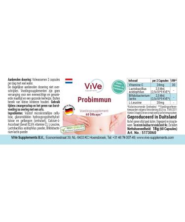 Probimmun - High Dose Lactobacillus Acidophilus & Bifidobacterium Lactis | 60 Time-Delayed Drcaps | Quality Probiotics from Germany by Vive Supplements - International Shipping Available - Buy Online on GoSupps.com